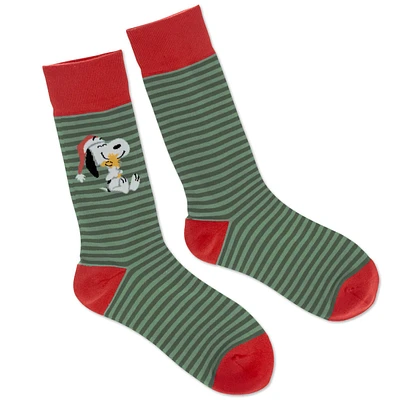 Peanuts Santa Snoopy and Woodstock Crew Socks