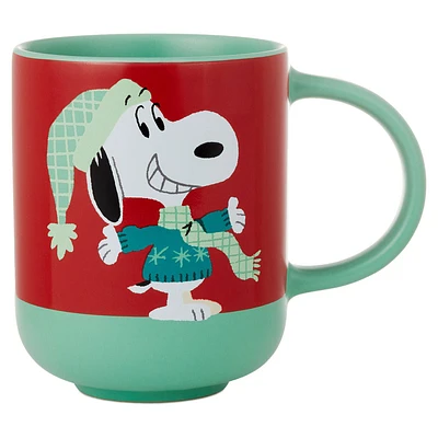 Peanuts Snoopy Red and Green Christmas Mug, 16 oz