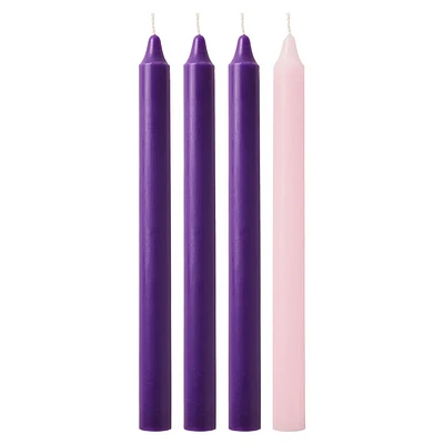 Advent Pink and Purple Taper Candles, Set of 4