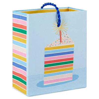 Colorful Cake Slice on Blue Gift Card Holder Mini Bag 4.6"