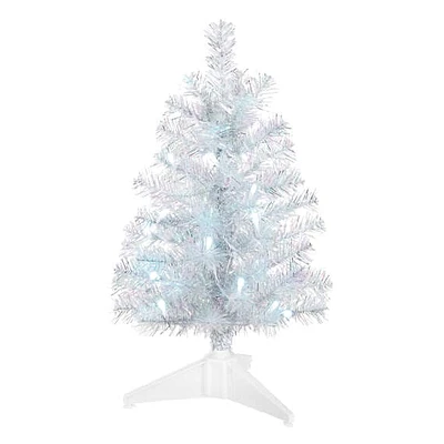 Miniature Silver and White Pre-Lit Christmas Tree