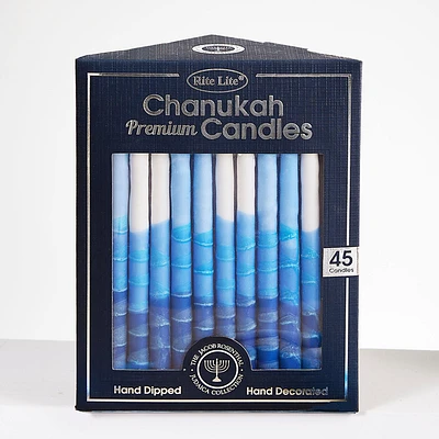 Premium Chanukah Candles, Hand Crafted, Blue & White (45 Count)