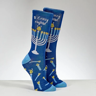 "Eight Crazy Nights" Chanukah Adult Crew Socks, Adult