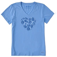 Shell Heart Short Sleeve Vee Women's