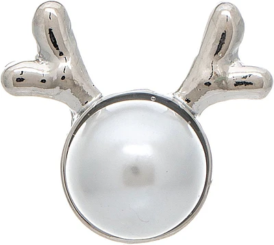 Silver Pearl Christmas Reindeer Post Earring