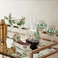 Holiday Decanter and 2 Wine Glasses