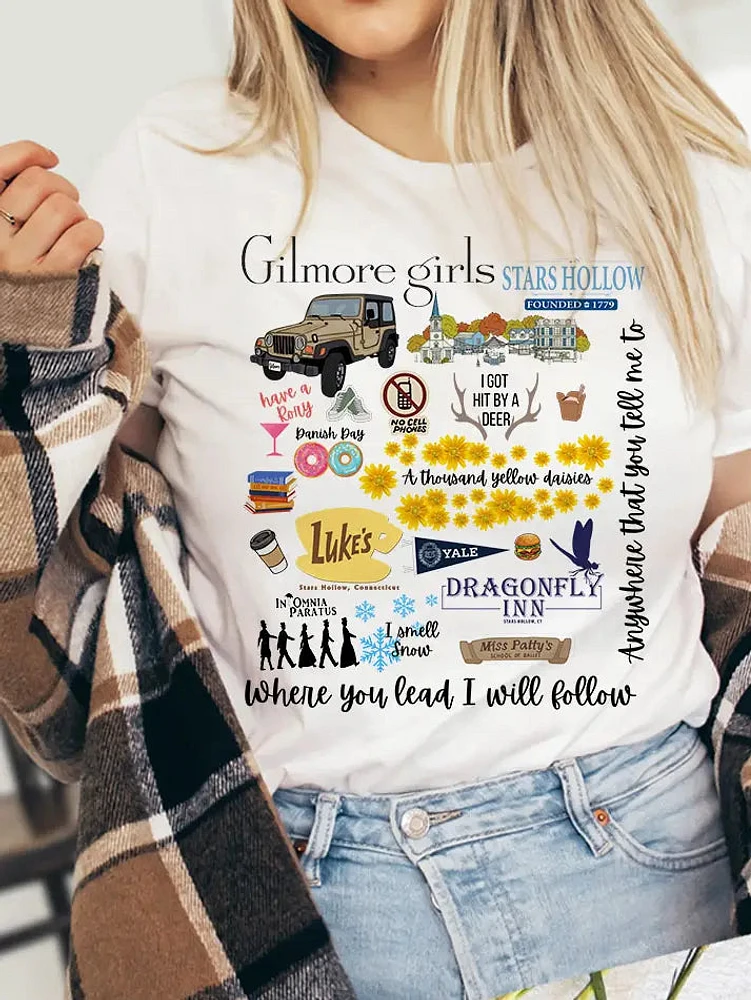 Gilmore Girls Collage T-Shirt- Prism Peach