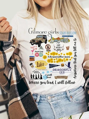 Gilmore Girls Collage T-Shirt- Prism Peach