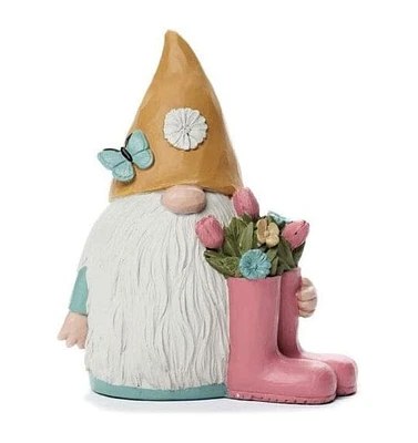 Garden Gnome With Orange Hat & Pink Boots