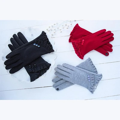 Pleated Ruffle Cuff Gloves