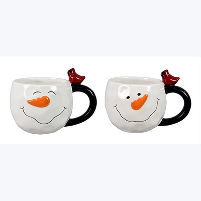 Ceramic Snowman Mug with Cardinal