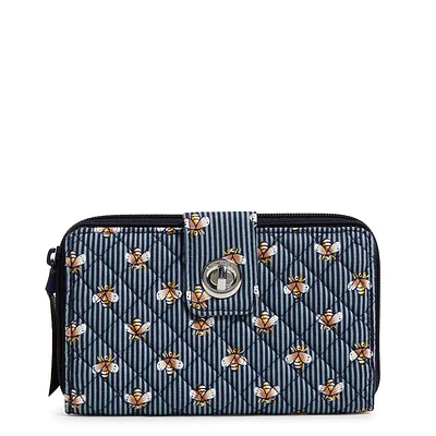 RFID Turnlock Wallet- Bees Navy