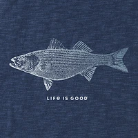 Detailed Striped Bass Textured Slub Tee Men's