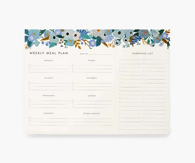 Weekly Meal Planner - Garden Party Blue