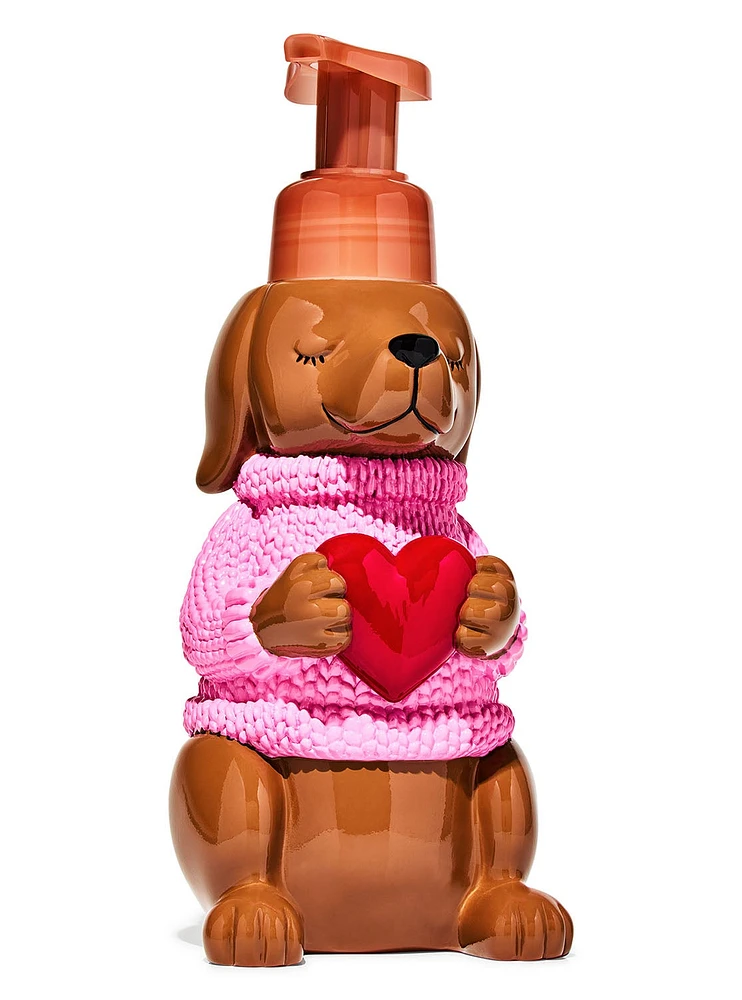 Distributeur de savon moussant pour les mains doux et net chien de la Saint-Valentin