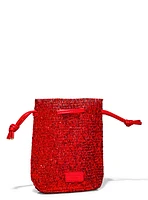 Red Tinsel Cinch Mini Gift Bag