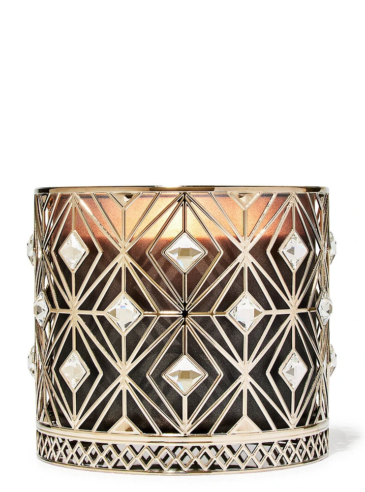 Porte-chandelle à 3 mèches diamant scintillant