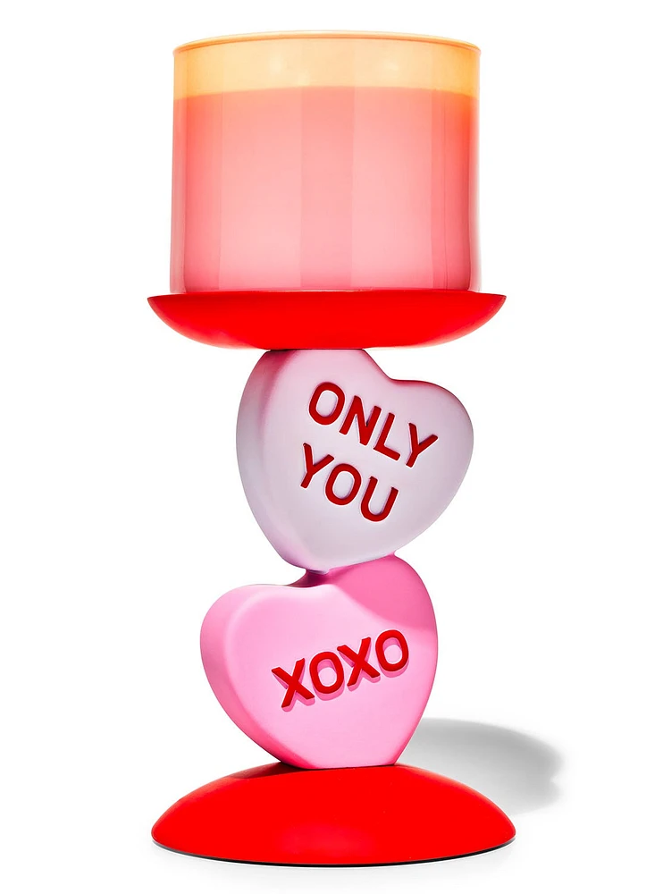 Candy Hearts Pedestal 3-Wick Candle Holder