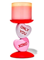 Candy Hearts Pedestal 3-Wick Candle Holder