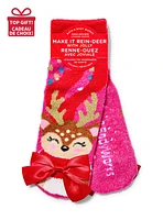 Reindeer with Bow Shea-Infused Lounge Socks