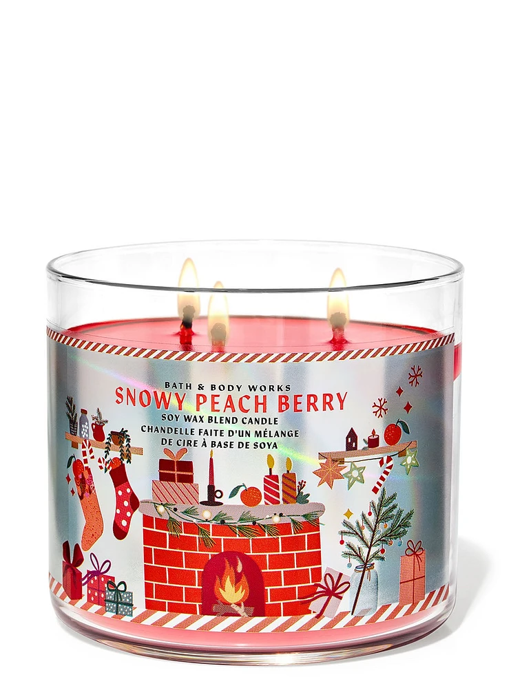 Snowy Peach Berry 3-Wick Candle