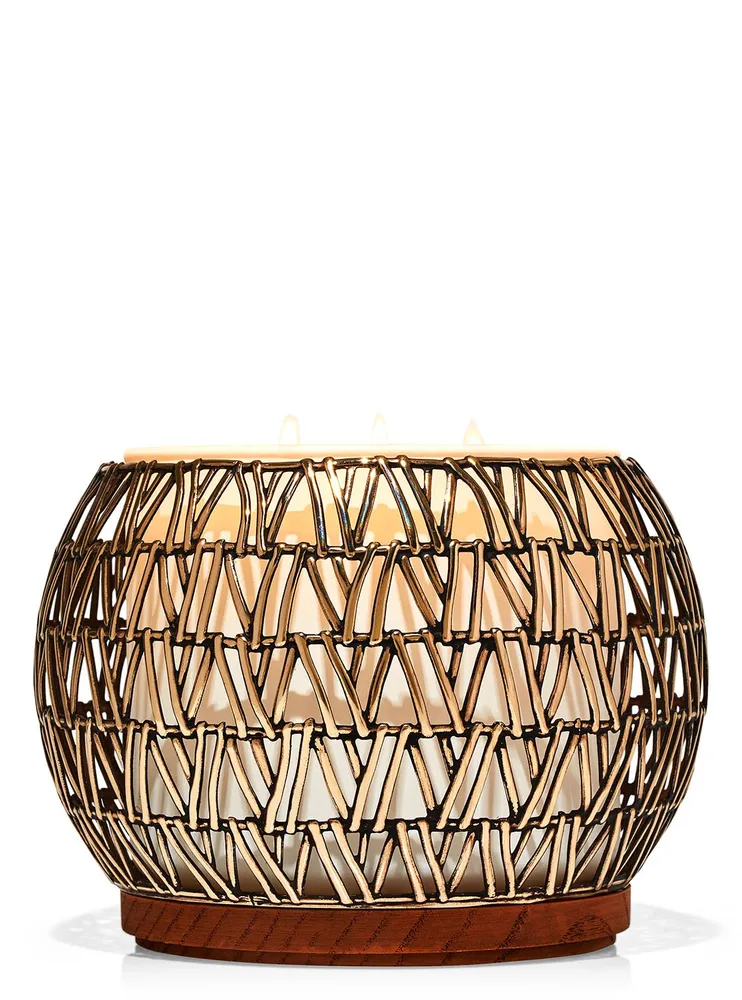 Basketweave Bowl 3-Wick Candle Holder