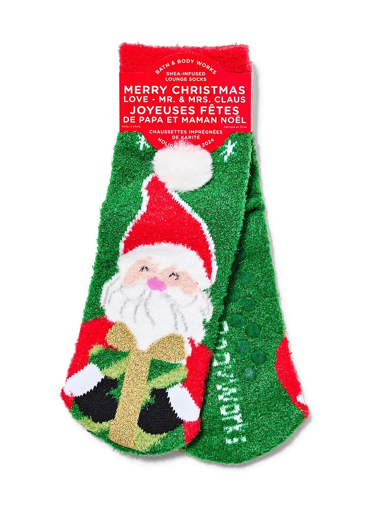 Mr and Mrs Claus Shea-Infused Lounge Socks