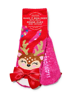 Reindeer with Bow Shea-Infused Lounge Socks