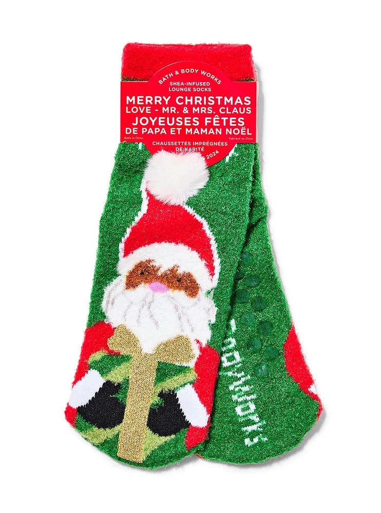 Santa and Mrs Claus Shea-Infused Lounge Socks