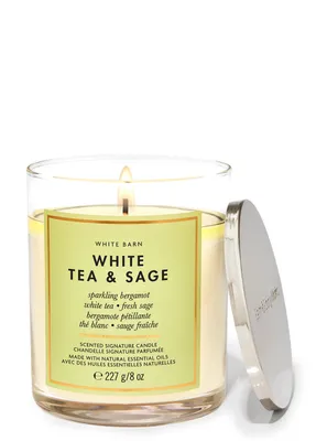 White Tea & Sage Signature Single Wick Candle