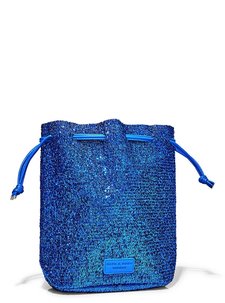 Blue Tinsel Cinch Gift Bag