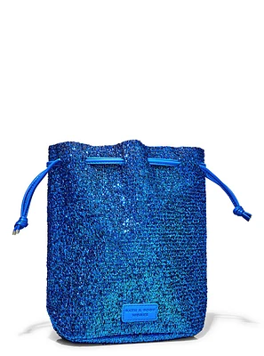 Blue Tinsel Cinch Gift Bag