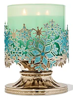 Stained Glass Snowflakes 3-Wick Candle Holder