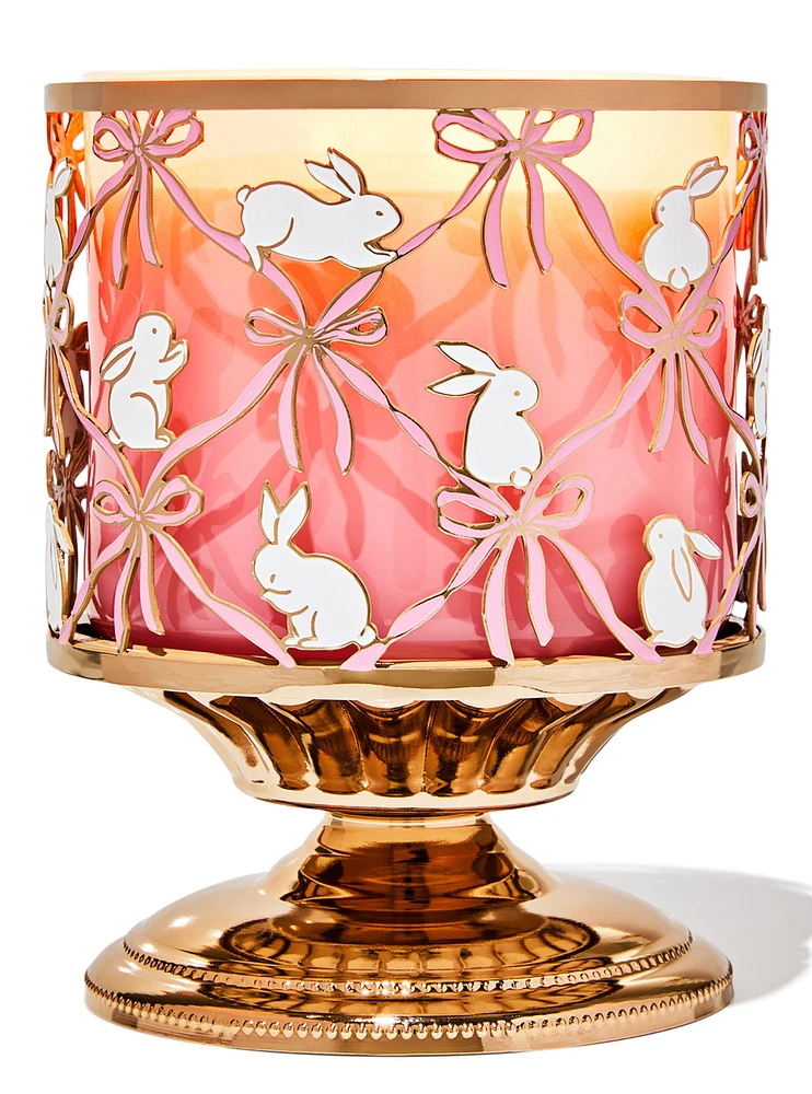 Bow Bunny Pedestal 3-Wick Candle Holder