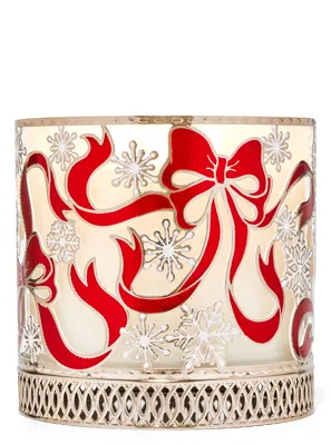 Red Bows and Snowflakes 3-Wick Candle Holder