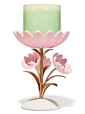 Metal Flower Pedestal 3-Wick Candle Holder