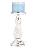 Silver Swirling Glitter Pedestal 3-Wick Candle Holder