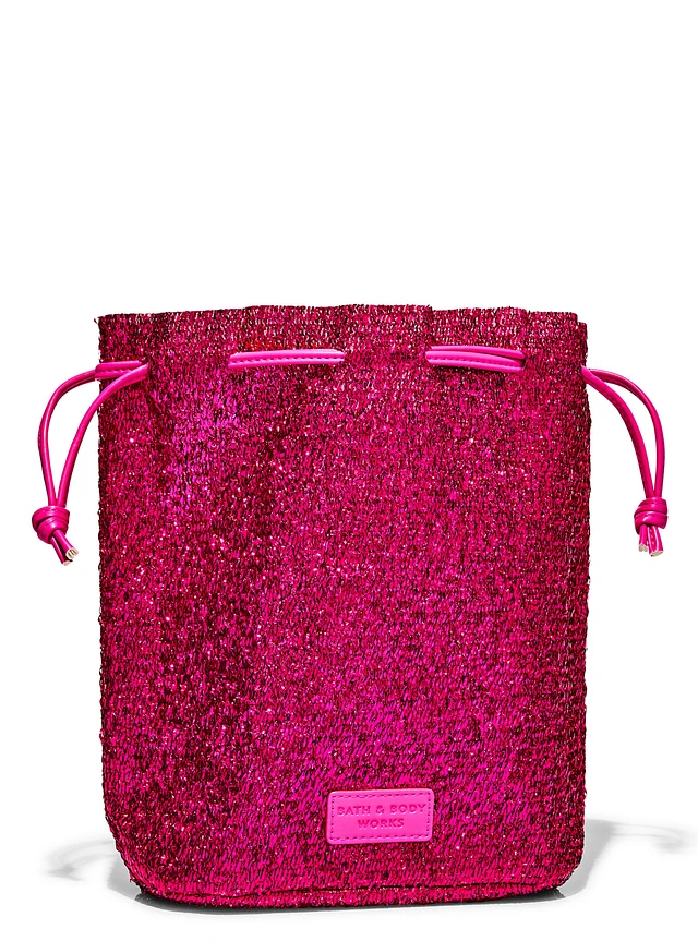 Pink Tinsel Cinch Gift Bag