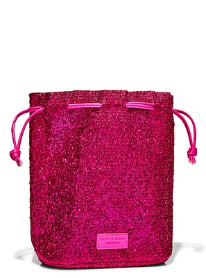 Pink Tinsel Cinch Gift Bag