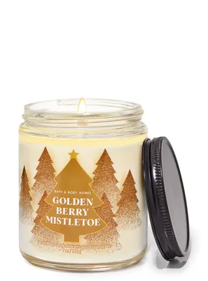 Golden Berry Mistletoe Mason Single Wick Candle