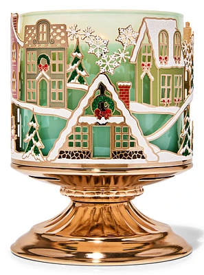 Village Scene 3-Wick Candle Holder