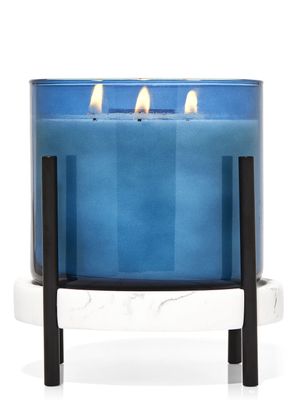 Mixed Material Pedestal 3-Wick Candle Holder