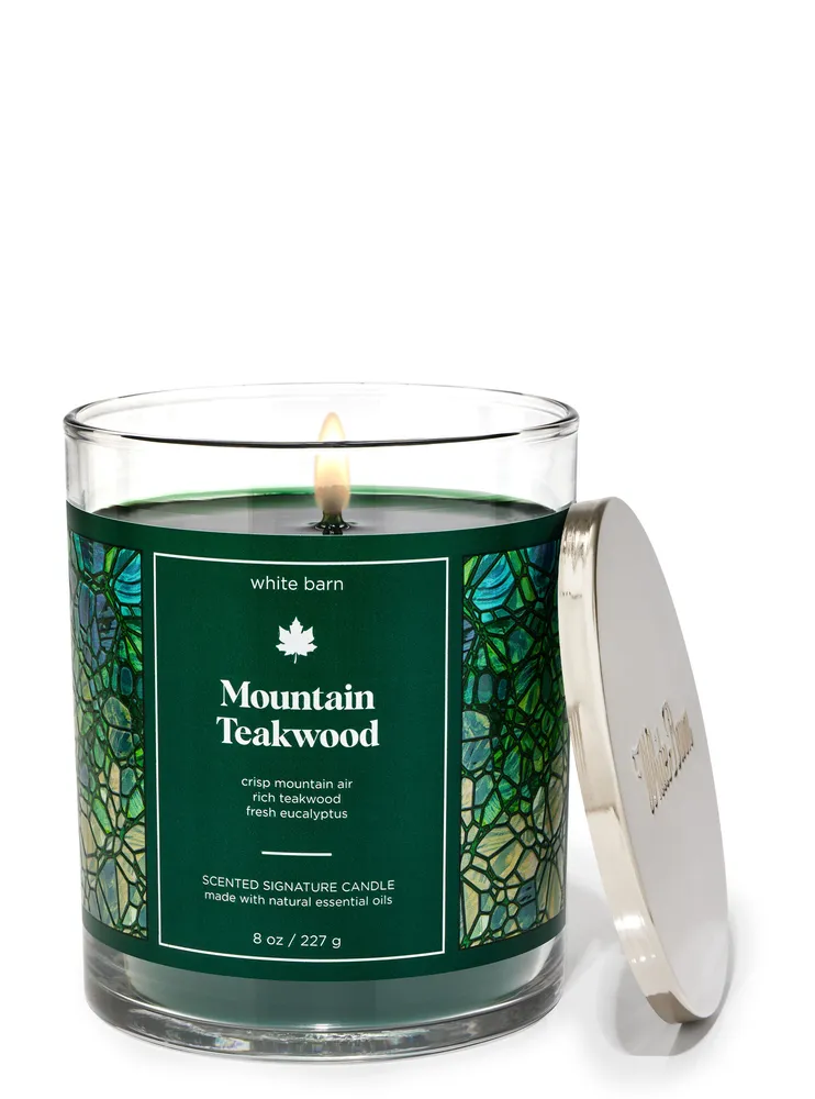 White Barn Mountain Teakwood Signature Single Wick Candle