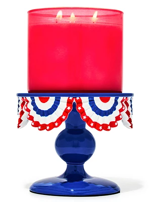 Patriotic Bunting Pedestal 3-Wick Candle Holder