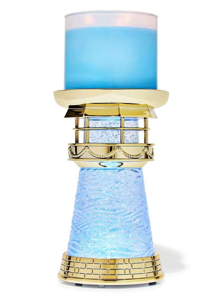 Light-up Lighthouse Water Globe 3-Wick Candle Holder