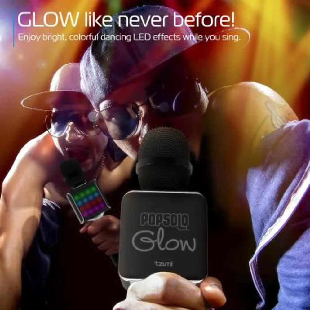 Tzumi PopSolo Glow Bluetooth Karaoke Microphone with Dancing LED Effects