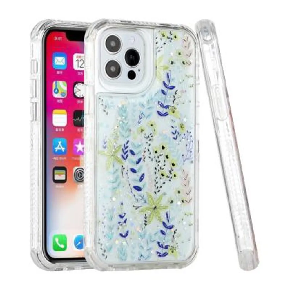 Floral Epoxy Design Hybrid Case Cover for iPhone 12