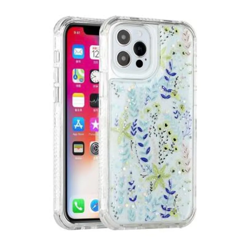 Floral Epoxy Design Hybrid Case Cover for iPhone 12