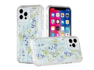 Floral Epoxy Design Hybrid Case Cover for iPhone 12