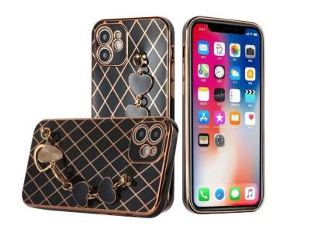 Grid Design TPU Case Cover in Black for iPhone 12 , iPhone 12 Pro